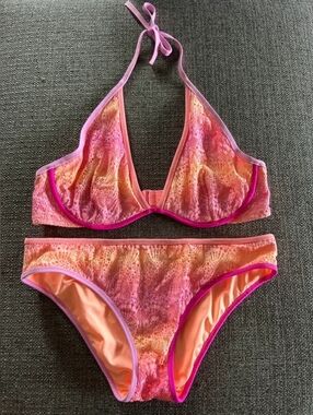 Pink & Orange Printed Bikini Set